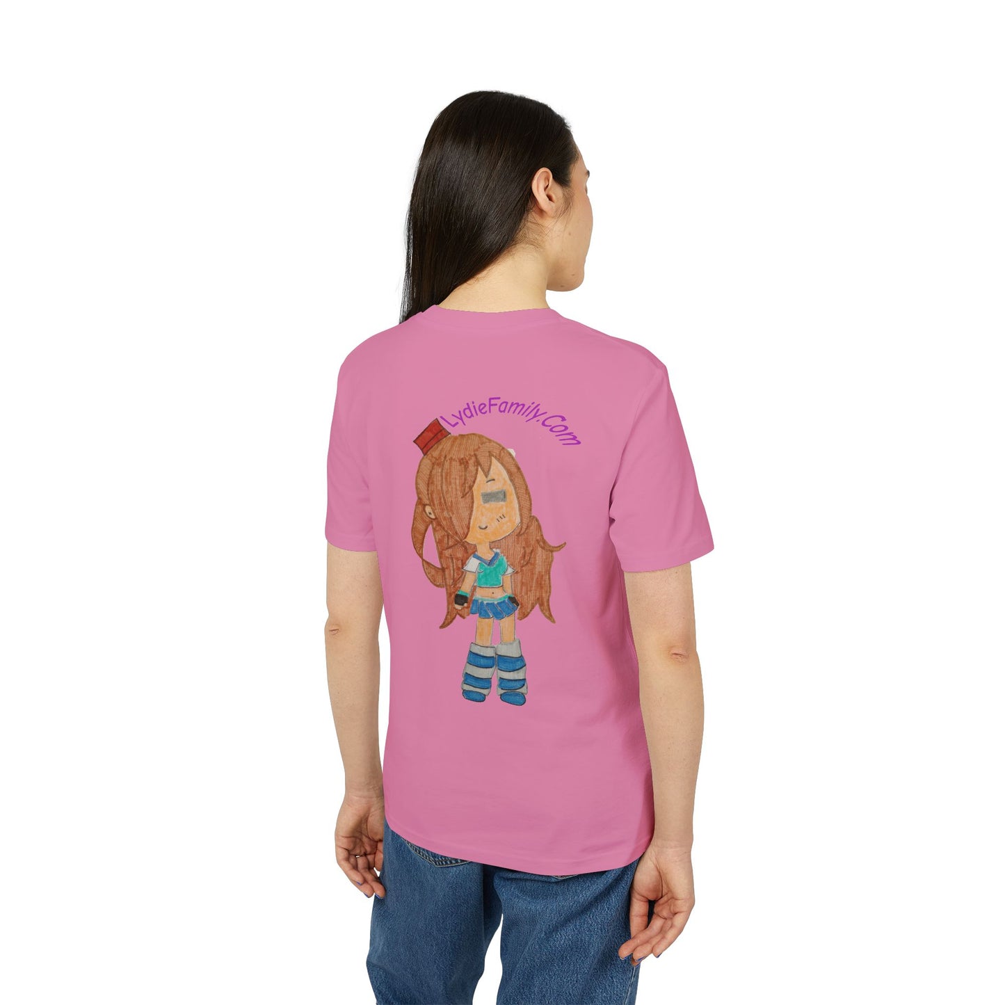 Creator Girl Graphic T-Shirt — Cute Chibi Character “LydieFamily.com” Back Print