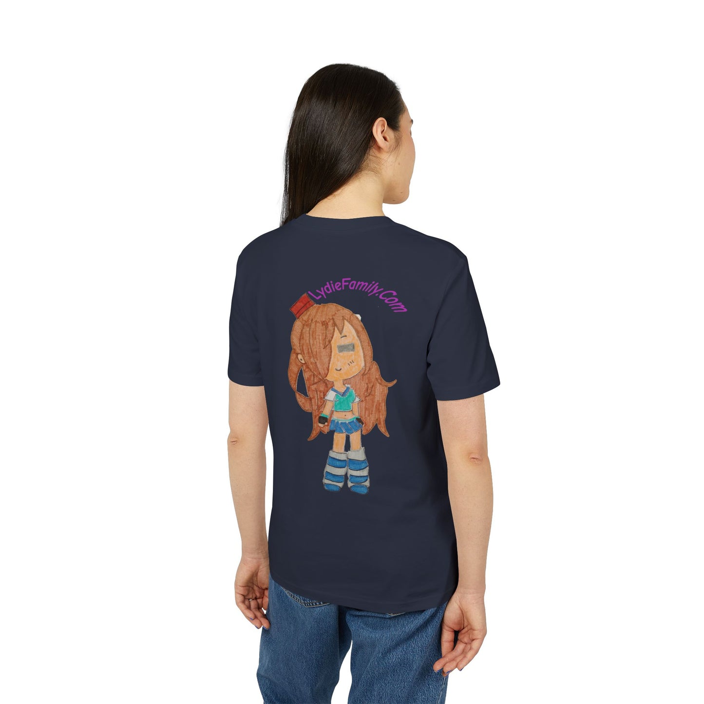 Creator Girl Graphic T-Shirt — Cute Chibi Character “LydieFamily.com” Back Print