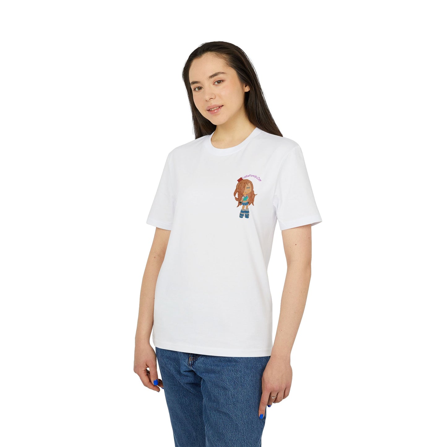 Creator Girl Graphic T-Shirt — Cute Chibi Character “LydieFamily.com” Back Print