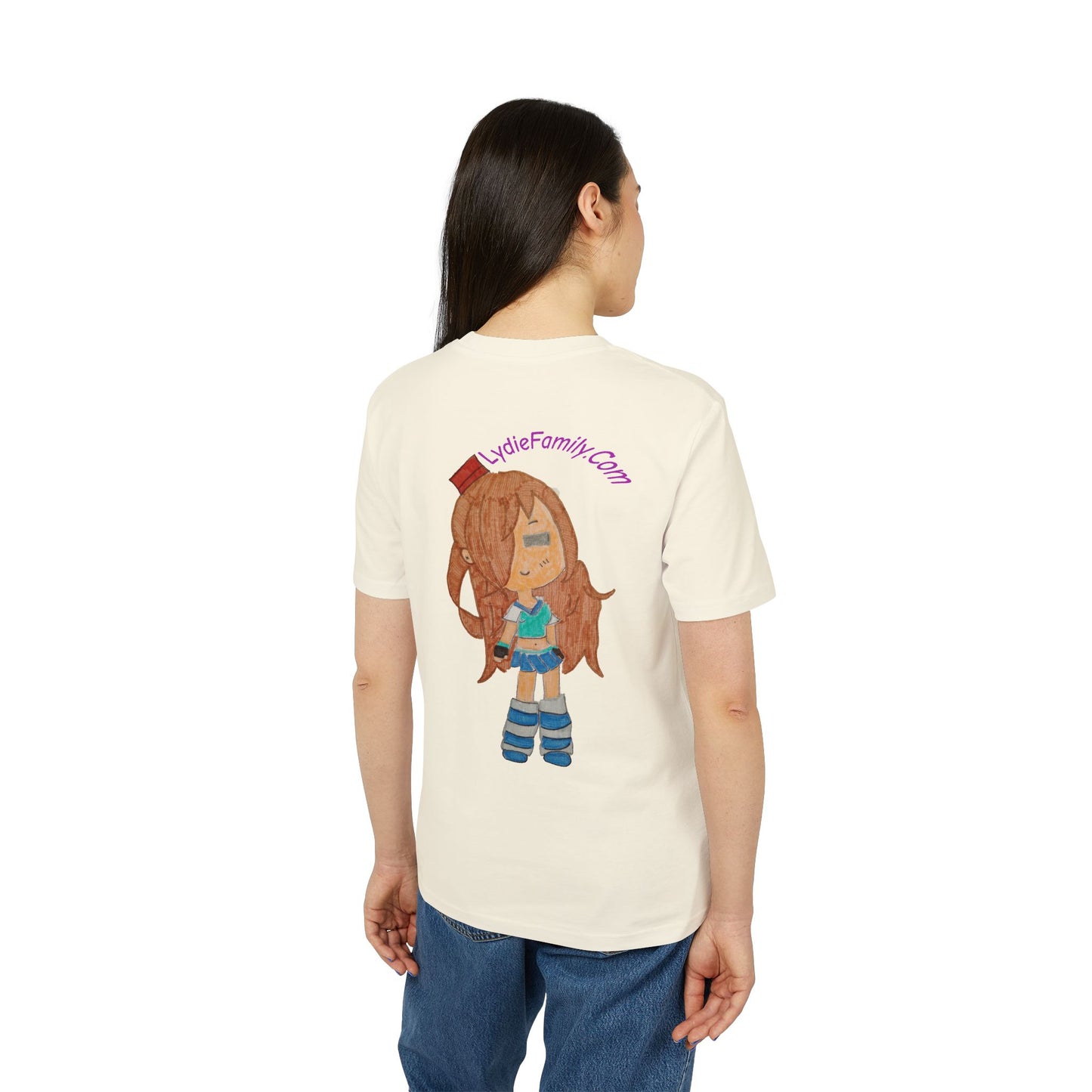 Creator Girl Graphic T-Shirt — Cute Chibi Character “LydieFamily.com” Back Print