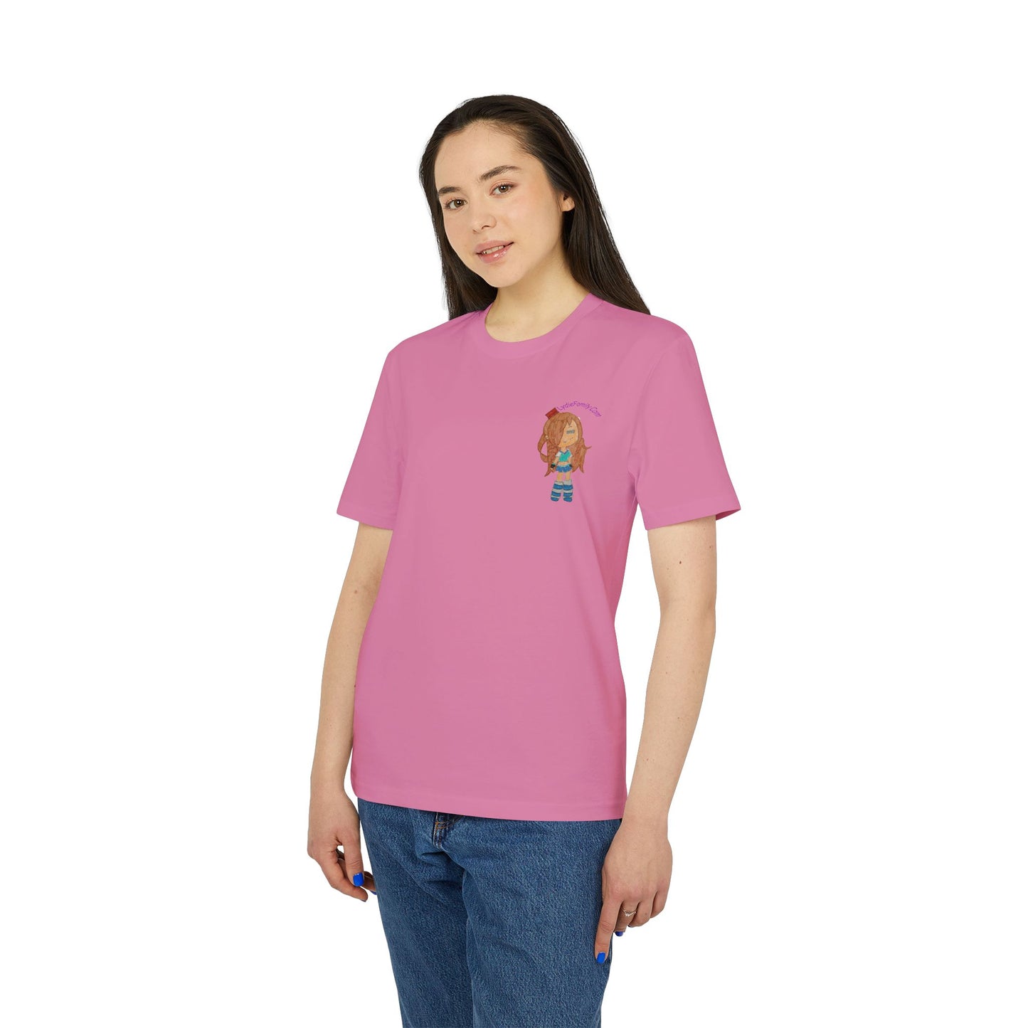 Creator Girl Graphic T-Shirt — Cute Chibi Character “LydieFamily.com” Back Print