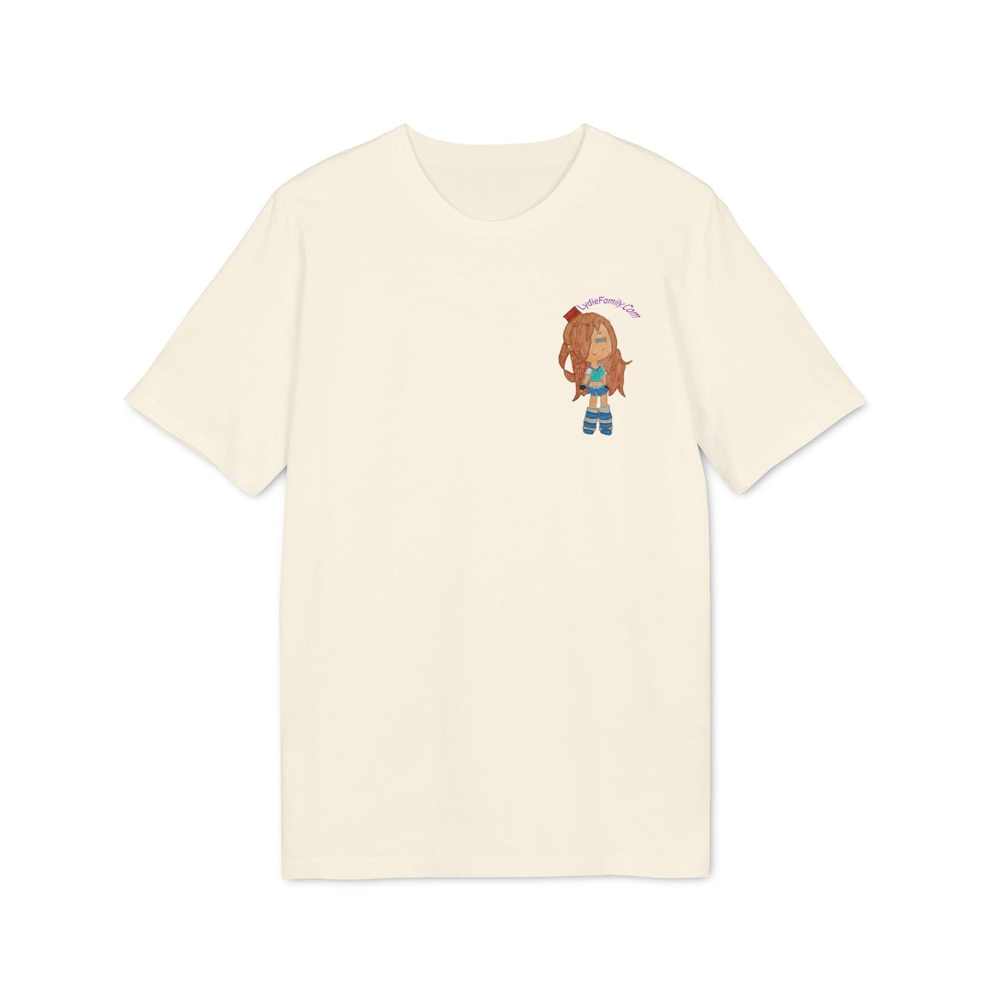 Creator Girl Graphic T-Shirt — Cute Chibi Character “LydieFamily.com” Back Print