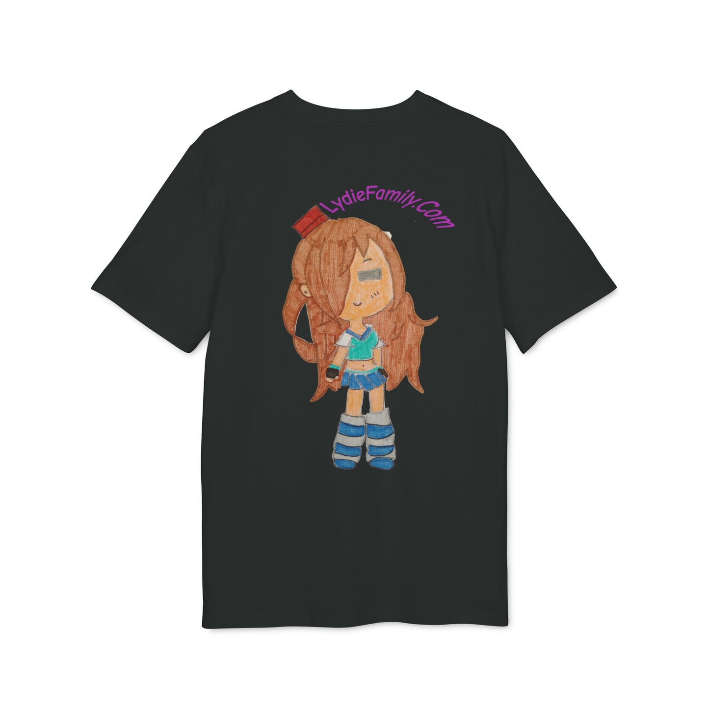 Creator Girl Graphic T-Shirt — Cute Chibi Character “LydieFamily.com” Back Print