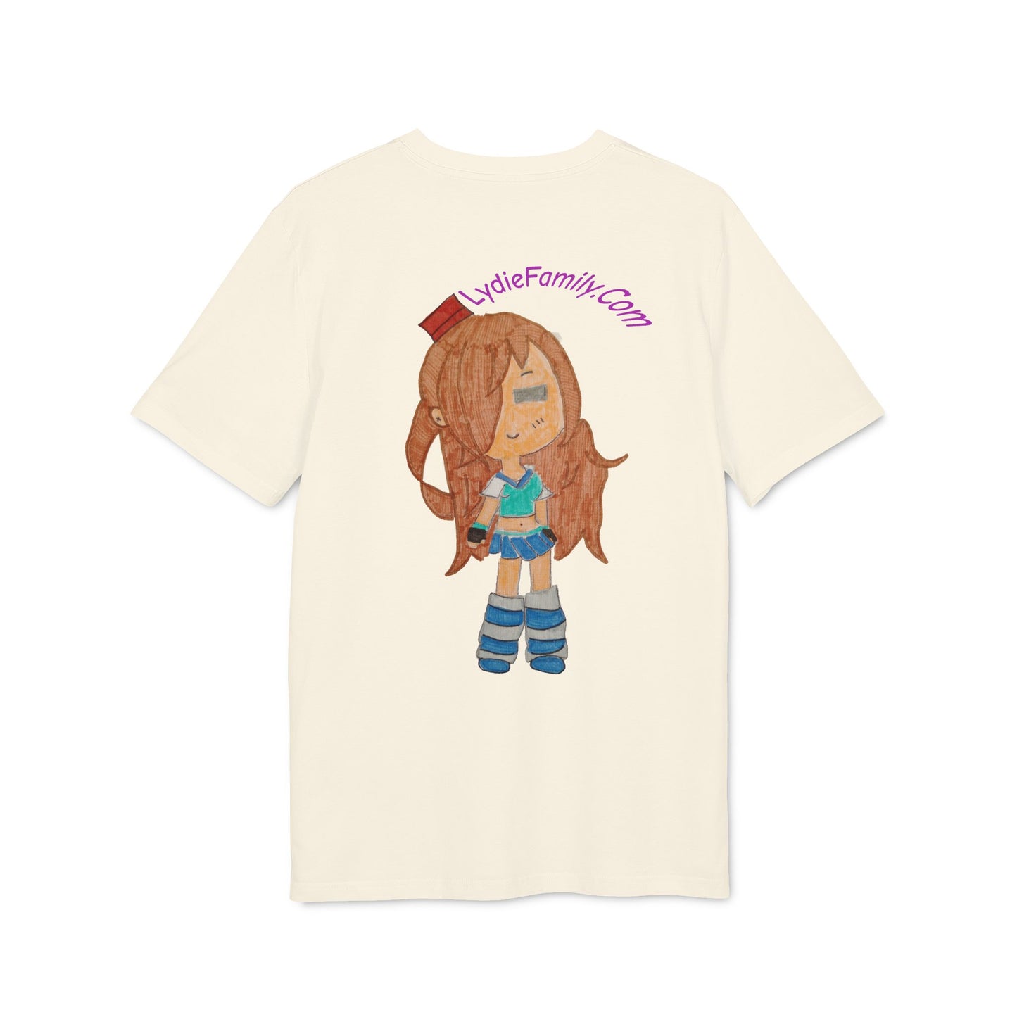 Creator Girl Graphic T-Shirt — Cute Chibi Character “LydieFamily.com” Back Print