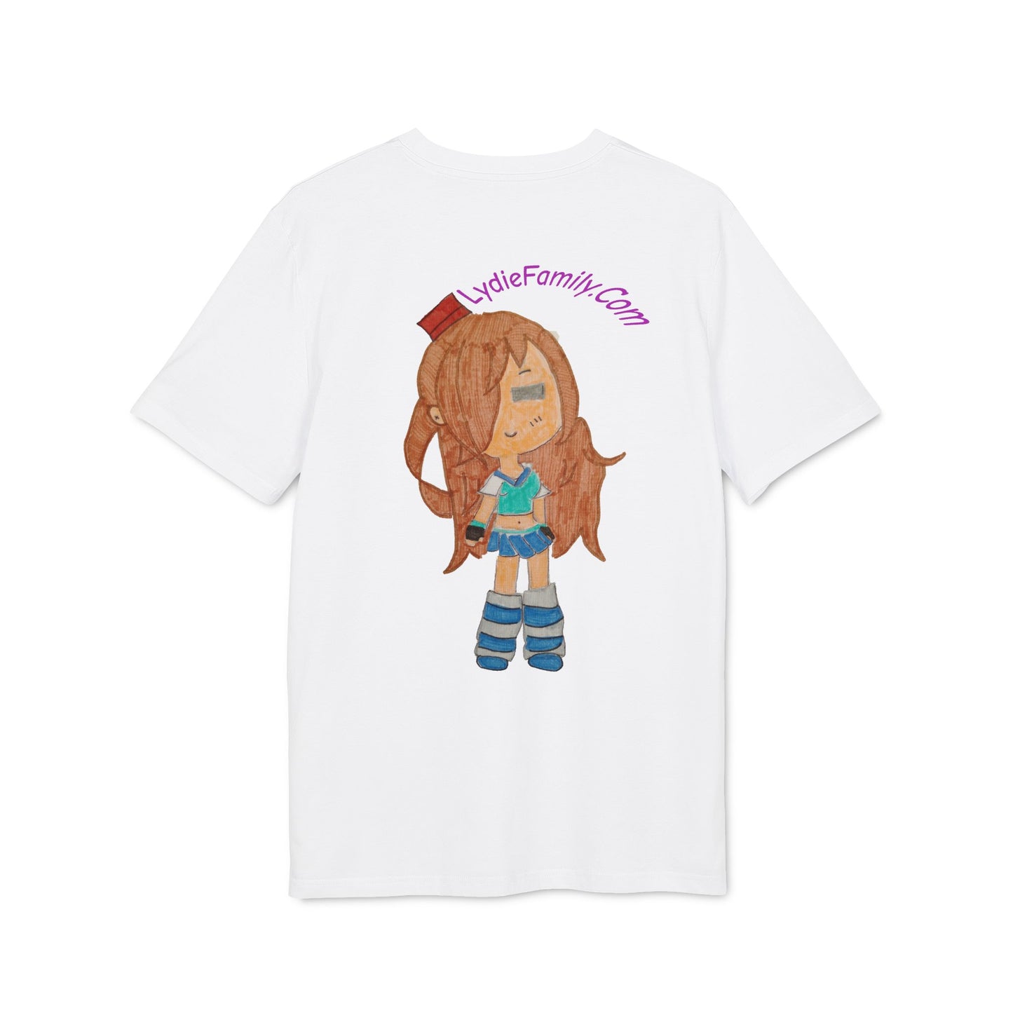 Creator Girl Graphic T-Shirt — Cute Chibi Character “LydieFamily.com” Back Print