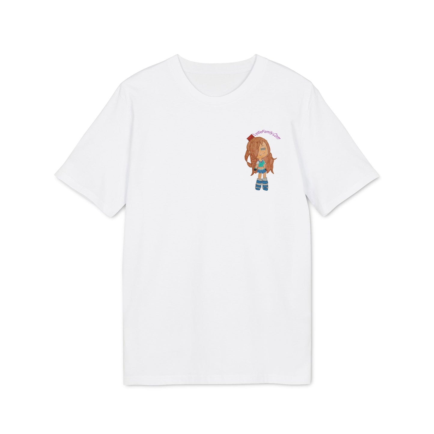 Creator Girl Graphic T-Shirt — Cute Chibi Character “LydieFamily.com” Back Print