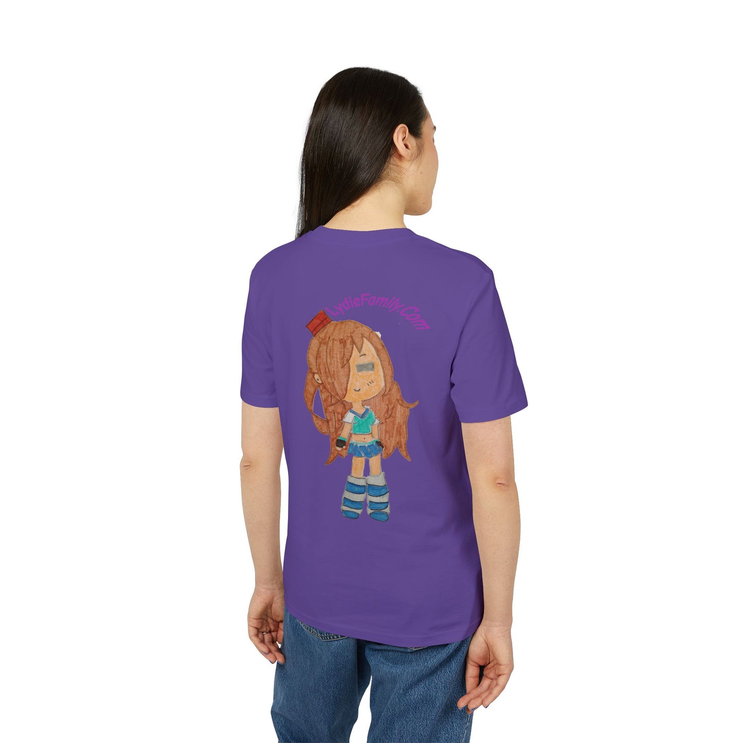 Creator Girl Graphic T-Shirt — Cute Chibi Character “LydieFamily.com” Back Print