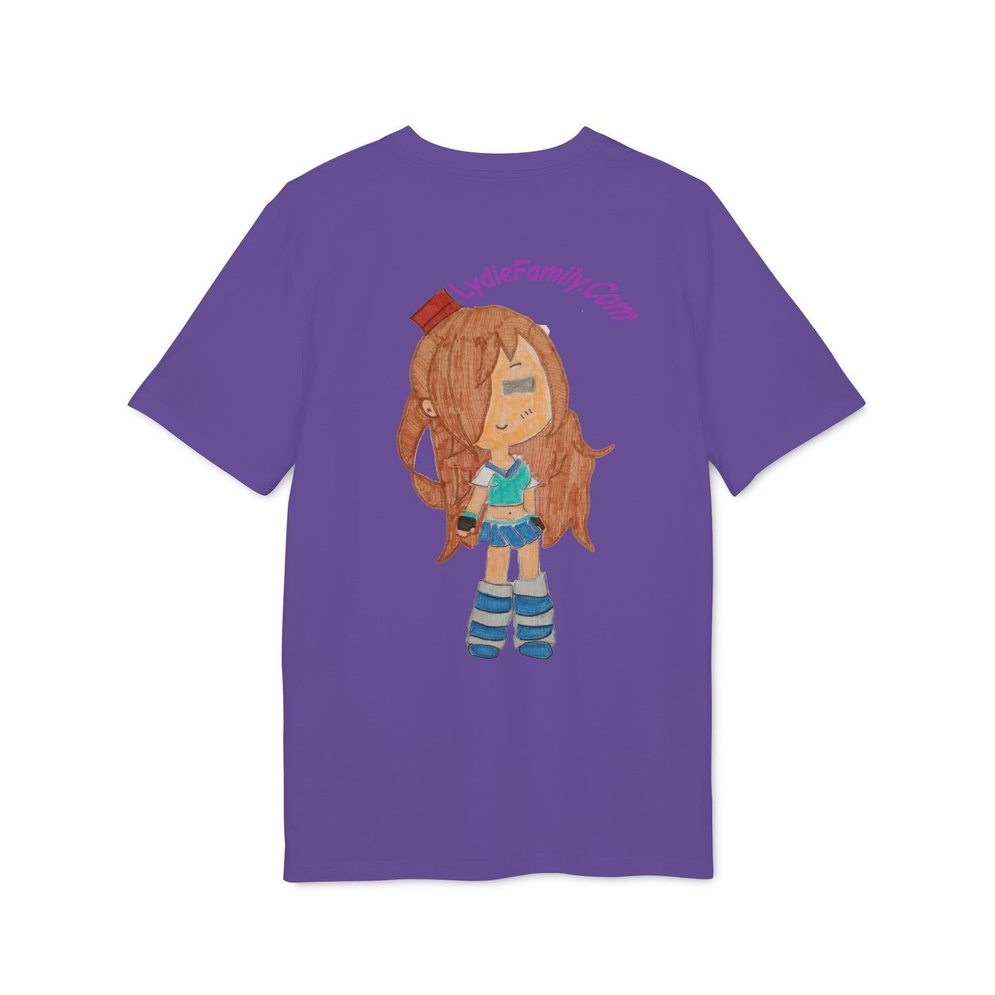 Creator Girl Graphic T-Shirt — Cute Chibi Character “LydieFamily.com” Back Print