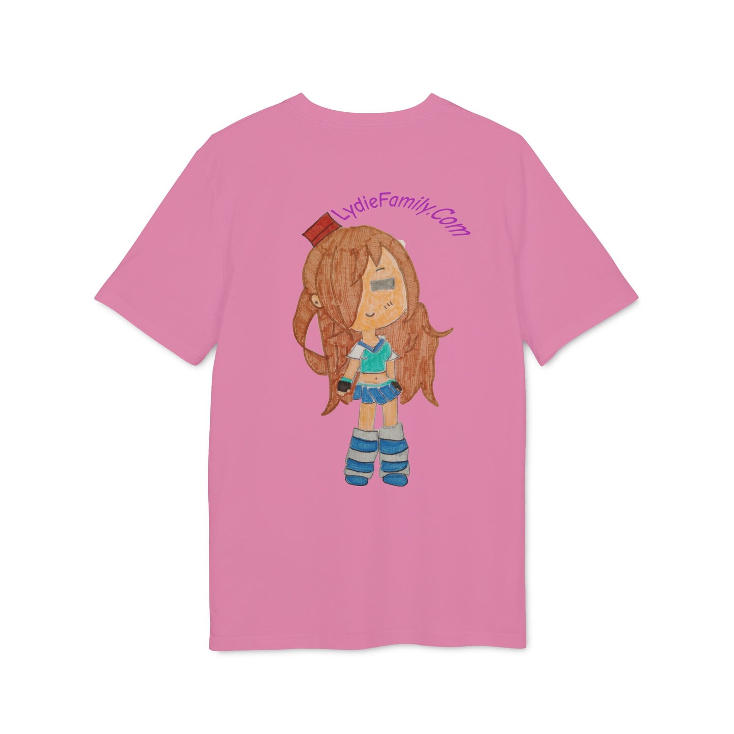 Creator Girl Graphic T-Shirt — Cute Chibi Character “LydieFamily.com” Back Print