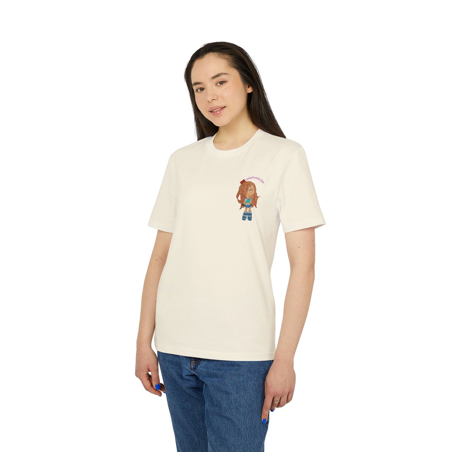 Creator Girl Graphic T-Shirt — Cute Chibi Character “LydieFamily.com” Back Print