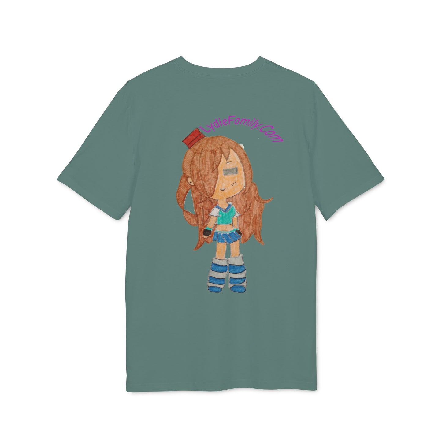 Creator Girl Graphic T-Shirt — Cute Chibi Character “LydieFamily.com” Back Print